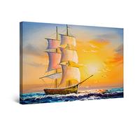 Startonight Quadro su Tela Bella Nave al Tramonto - Quadri Moderni Astratti - Stampe Camere da Letto Stampe Incorniciate 60x90 cm, Decorazione Parete, Idea Regalo Elegante Luminoso al Buio