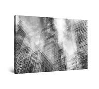 Startonight Quadro su Tela Bianco e Nero Grattacieli, Stampe Incorniciato e Pronta da Appendere Design Moderno Arredamento Arte Fotografia Grande Formato 80 x 120 cm Luminoso al Buio