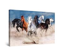 Startonight Quadro su Tela Cavalli che Corrono nella Sabbia - Quadri Moderni Animali - Stampe Camere da Letto Stampe Incorniciate 60x90 cm, Decorazione Parete, Idea Regalo Elegante Luminoso al Buio