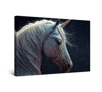 Startonight Quadro su Tela - Cavallo Bianco Glitter - Grande Opere d'Arte Pronte per Appendere Stampa Moderna e Contemporanea 60 x 90 cm Decorazione Parete, Idea Regalo Elegante Luminoso al Buio