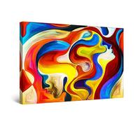 Startonight Quadro su Tela I Nostri VOLTI Me e Te - Grandi Quadri Moderni Astratti Stampe Grande per Soggiorno Stampe Incorniciate 80x120 cm, Decorazione Parete, Idea Regalo Elegante Luminoso