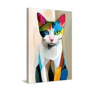 Startonight Quadro su Tela Luminoso - Il gatto di Picasso Colore Animale Animale, Quadri Moderni Astratti per Soggiorno, Grande Stampe Incorniciate 80x120 cm, Decorazione Parete, Idea Regalo
