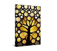 Startonight Quadro su Tela - Pittura Gialla dell'albero della Vita - Grande Opere d'Arte Pronte per Appendere Stampa Moderna e Contemporanea 60 x 90 cm Idea Regalo Elegante Luminoso al Buio