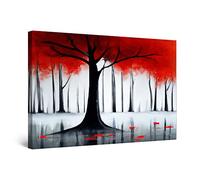 Startonight Quadro su Tela Pittura Lucida Dell'albero Rosso, Stampe Incorniciato e Pronta da Appendere Design Moderno Arredamento Arte Fotografia Grande Formato 80 x 120 cm Luminoso al Buio