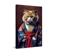 Startonight Quadro su Tela - Samurai Gatto - Grande Opere d'Arte Pronte per Appendere Stampa Moderna e Contemporanea 80 x 120 cm Decorazione Parete, Idea Regalo Elegante Luminoso al Buio