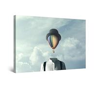 Startonight Quadro su Tela Testa Di Palloncino e Cappello - Quadri Moderni Astratti - Stampe Camere da Letto Stampe Incorniciate 60x90 cm, Decorazione Parete, Idea Regalo Elegante Luminoso al Buio
