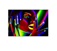 Startonight Quadro su Vetro Acrilico - Donna con Trucco Luminoso - Moderno Stampa 60 x 90 CM