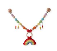 STARTONYOU Catena per passeggino in legno per bambini, con ciondolo a forma di carrozzina, per bambini, design all'uncinetto, regalo per nascita per neonati, ragazze e ragazzi (arcobaleno)