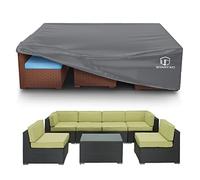 STARTWO Copertura per mobili da giardino impermeabile, anti-UV, resistente agli strappi, 500D, resistente, 7-12 posti, per divani componibili e tavoli da giardino, 279 x 213 x 71 cm, grigio