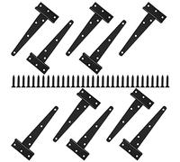 STARVAST 10 cerniere a T robuste da 6 pollici/15 cm in metallo nero per porta in legno, cerniera per porta a capannone, recinzione da giardino - con 70 viti