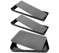 STARVAST 3 stampi per torte con fondo sollevatore, rettangolari, antiaderente, per quiche, per torta, nero, 31 x 21 cm, 35 x 11 cm