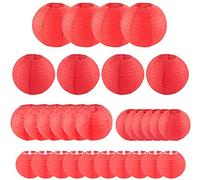 STARVAST 30 lanterne di carta - Lampione di carta rossa, assortite di dimensioni rotonde (4", 6", 8", 10", 12") per matrimoni, casa, feste e Natale