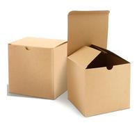 STARVAST 75 scatole regalo con coperchio, 10 x 10 x 10 cm, scatole regalo in carta kraft per fai da te, cupcake, scatole di suggerimenti per damigelle d'onore, colore marrone, facili da montare