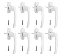 STARVAST 8 maniglie per finestra in alluminio, lunghezza perno 35 mm, con bottone automatico, colore bianco, senza cilindro di chiusura, per finestre, porte e balconi