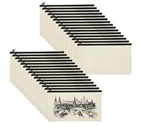 STARVAST Confezione da 30 sacchetti per trucchi in tela, astuccio vuoto, sacchetto di stoffa riutilizzabile con cerniera per personalizzare regali, scuola, trucco, ufficio e fai da te, beige., Tasche