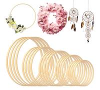 STARVAST Set di 20 anelli in legno da 5 misure, per macramè, acchiappasogni, ghirlanda di fiori, decorazione da parete per finestre, set fai da te (13 cm, 15 cm, 18 cm, 20 cm, 26 m)