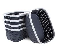 STARVAST - Set di 5 cestini portaoggetti in plastica, per ufficio, bagno, cucina e armadio, 300 x 210 x 135 mm, colore: grigio scuro