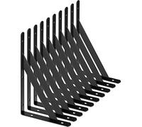 STARVAST - Squadra da parete, 10 supporti triangolari da 90 gradi in acciaio, staffe per scaffali, 200 x 120 mm, staffa angolare Brace con 50 viti e 20 ancoraggi (nero)