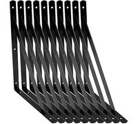 STARVAST - Squadra da parete, 10 supporti triangolari da 90 gradi in acciaio, staffe per scaffali, 300 x 190 mm, staffa angolare con 50 viti e 20 ancoraggi (nero)