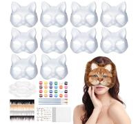 Starvortex 10 Pezzi Maschera Gatto Fai Da Te, Kit Completo con Colori Acrilici e Pelliccia Sintetica per Therian Mask, Maschere da Gatto Personalizzabili per Halloween, Carnevale, Cosplay