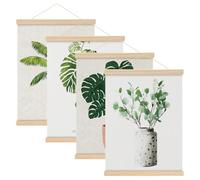 Starvortex 4Pezzi Appendiposter Magnetici A3, 31cm in Legno Naturale, Cornici Magnetiche per Poster Stampe Foto Mappe e Pergamene, Supporto da Parete con Magneti per Decorazioni Artistiche