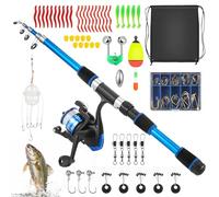 Starvortex Set Iniziale di Canna da Pesca per Bambini, Mulinello, Esche, Filo, Ami e Borsa. Kit Portatile Ideale per Principianti, Perfetto come Giocattolo da Esterno o Regalo