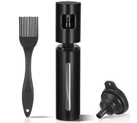 Starvortex Spruzzino Olio Set, 100ml Oliera Spray Nero, Alta Qualità Spruzzino Olio in Acciaio Inox con Protezione UV, Spray Olio per Friggitrice Ad aria con Pennello e Imbuto Cucina