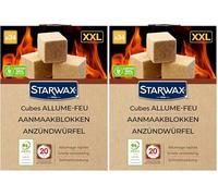 STARWAX - Cubi accendifuoco - Fino a 20 min di combustione - Accensione rapida e sicura - Non altera il sapore degli alimenti - Certificazione PEFC - Set da 34