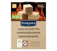 STARWAX Cubi accendifuoco XXL, set da 34 | Fino a 20 min di combustione, accensione rapida e sicura, non altera il sapore, certificazione PEFC