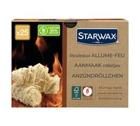 STARWAX - Rullo accendifuoco - Accensione rapida, pulita e inodore - Non altera il sapore degli alimenti - Fino a 8 minuti di combustione - FSC® - BBQ e caminetto - Set da 25