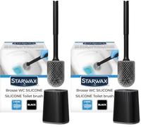 STARWAX Scopino WC Silicone con Supporto a Parete Nero (Confezione da 2)