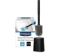 STARWAX Scopino WC Silicone con Supporto a Parete Nero | Forte potere pulente, asciuga rapidamente senza odore, flessibile e robusto, fissaggio a parete salvaspazio