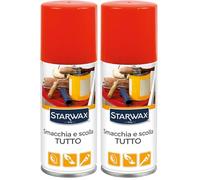 STARWAX - Spray smacchia e scolla tutto - Elimina le colle e le macchie tenaci - Ideale prima del lavaggio - Si usa su tessuti, pelle, legno, PVC, metallo - Profumo arancio - 100ml (Confezione da 2)