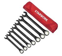 STARWORK TRUE MECHANIC™ - Set di chiavi a cricchetto SAE e metriche, 7 pezzi, professionale, con sacchetto arrotolabile