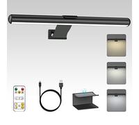 Starxing Lampada per quadri wireless ricaricabile, 2 in 1 luce per pittura con telecomando, 300LM batteria Luci da esposizione dimmer, 3 modalità luce da parete magnetica per opere darte (Black-30cm)