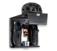 Stasdock Supporto Bici da Muro | Happy Black | Appendi Bici da Corsa | Portabici da Parete con Mensola | Gancio Bici Muro con Accessori | Supporto Bici da Parete per Garage o Interni