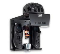 Stasdock Supporto Bici da Muro | Happy Black | Appendi Bici da Corsa | Portabici da Parete con Mensola | Gancio Bici Muro con Accessori | Supporto Bici da Parete per Garage o Interni