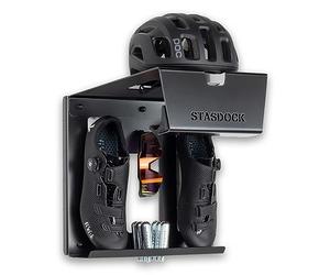 Stasdock Supporto Bici da Muro | Happy Black | Appendi Bici da Corsa | Portabici da Parete con Mensola | Gancio Bici Muro con Accessori | Supporto Bici da Parete per Garage o Interni