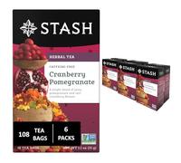 Stash Tea Cranberry Pomegranate Herbal Tea, 18 Count Tea Bags in Foil (Pack of 6)