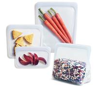 Stasher - Borsa in silicone per uso alimentare, riutilizzabile, trasparente, confezione da 4 pezzi, per ridurre la plastica monouso, conservare o congelare, a prova di perdite, lavabile in lavastoviglie, ecologico