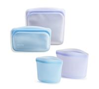 Stasher Sacchetti riutilizzabili in silicone alta qualità, confezione da 4, multiuso, borsa per il pranzo, contenitori da viaggio, senza BPA, senza perdite