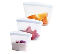 Stasher Sacchetti riutilizzabili per alimenti in silicone di alta qualità, confezione da 3, trasparenti, multiuso, per il pranzo, contenitori da viaggio, senza BPA, senza perdite, lavabili in