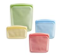 Stasher Sacchetti riutilizzabili per alimenti in silicone di alta qualità, confezione da 4, multiuso, sacchetti per alimenti, borsa per il pranzo, contenitori da viaggio, senza BPA, senza perdite,