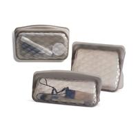 Stasher Set di 3 astucci per trucco riutilizzabili in silicone di alta qualità, tortora | beauty case da viaggio | organizzatori di sacchetti di immagazzinaggio | senza BPA, senza perdite, confezione