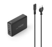 Stat. chrge 5 porte, GaN, chrg. rap., 3 USB-C, 2 USB-A, PD, 140 W, nero