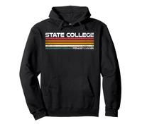 State College Pennsylvania, Design retrò a Strisce, Città, Stile Vintage Felpa con Cappuccio