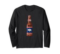 State Flag of Wyoming Flag Beer Bottle Drinking Tee - WY Maglia a Manica