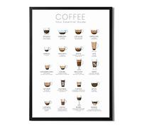 State Media Vision Poster con guida al caffè, 24 modi per preparare un caffè perfetto, varianti di espresso (A4 con cornice nera)