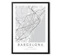State Media Vision Set di Poster con Mappa del Mondo di Barcellona - Stampa Minimalista per Camera da Letto o Soggiorno, Arte da Parete in Bianco e Nero (Solo A3)