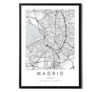 State Media Vision Set Individuale di Poster con Mappa della Città di Madrid - Stampa Minimalista per Camera da Letto o Soggiorno - Arte da Parete di Madrid in Bianco e Nero (Madrid, Solo Stampa A3)